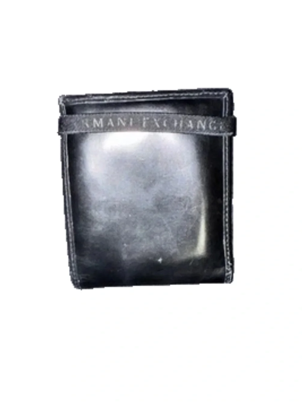 Armani Exchange Black Leather Wallet with Branded Strap